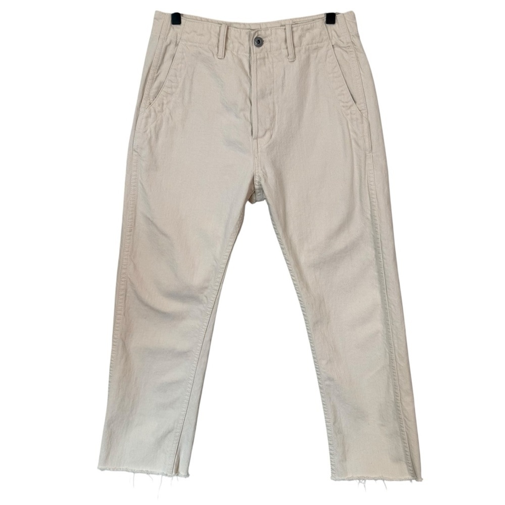 Rogue Territory Size 30x24 RGT Ecru Denim Field Pants 100% Cotton Raw Hem Capri
